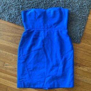 J Crew Rory Strapless Dress Classic Faille Blue Cut Out Back Size 16